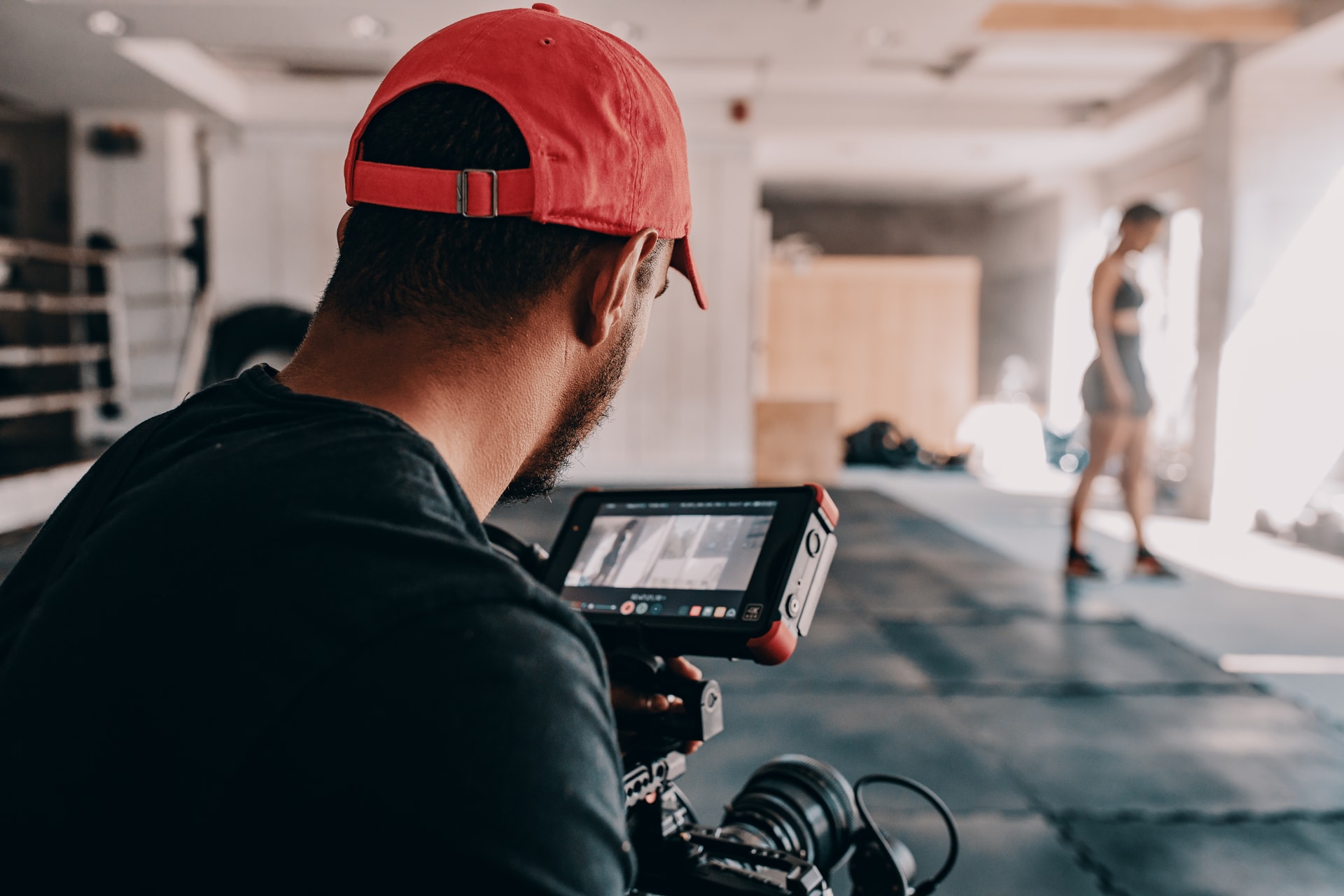 Filming a MMA fighter.