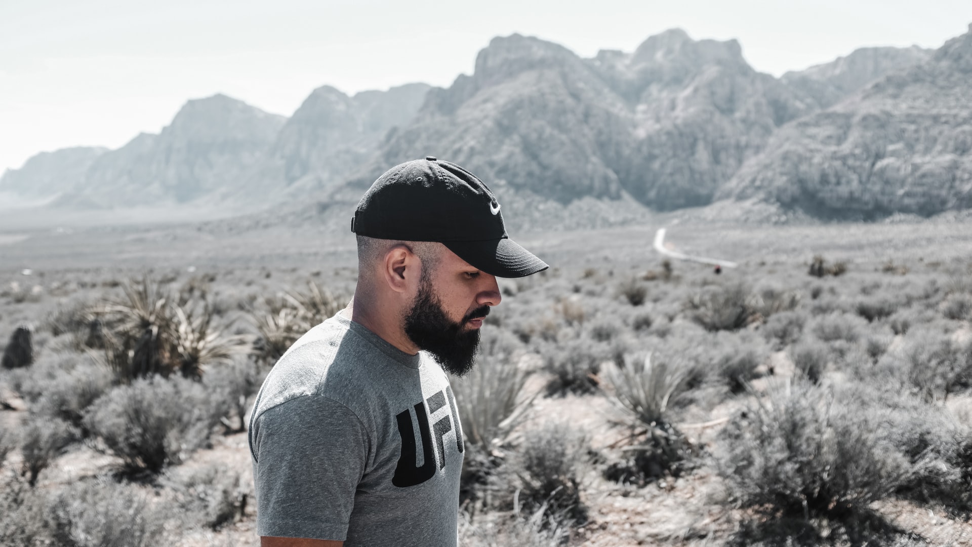 A UFC and MMA fighter in the dessert.